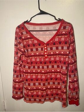Peach John Women’s Size L Red Holiday Thermal Top
